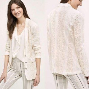 Anthro Cartonnier Lupe Lace Ivory Blazer Jacket Co